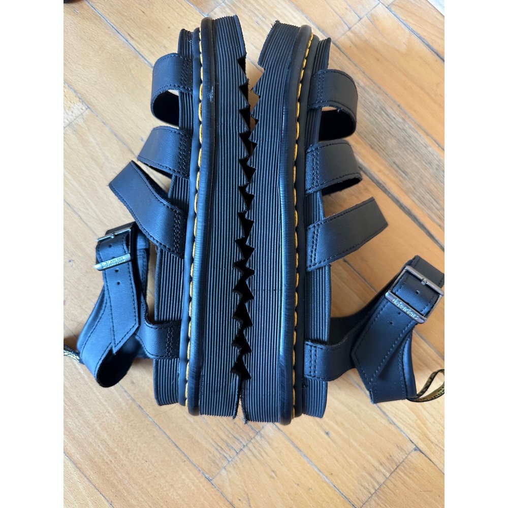Dr. Martens Blaire Black Platform Gladiator Sandals 3-Strap Buckle Zebrilus Sole - Picture 7 of 9